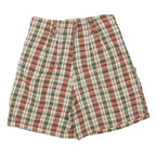 Womens Cotton Blend Beige Green & Red Plaid Casual Shorts S W26