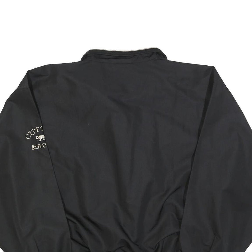 CUTTER & BUCK Mens Black Golf Jacket L Polyester Zip Collar Striped Ribbed Cuffs