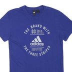 ADIDAS Mens Blue Graphic T-Shirt S Short Sleeve Crew Neck Cotton Blend
