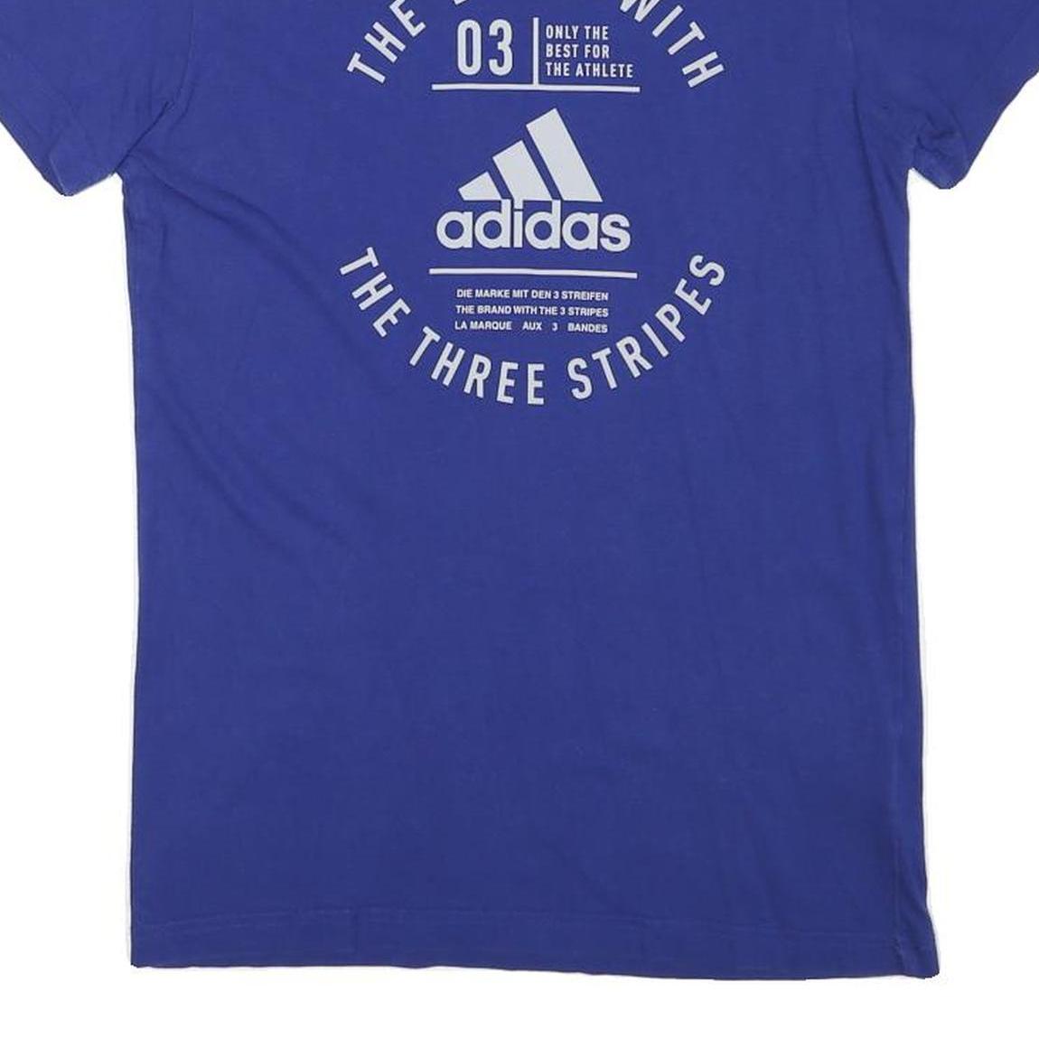 ADIDAS Mens Blue Graphic T-Shirt S Short Sleeve Crew Neck Cotton Blend