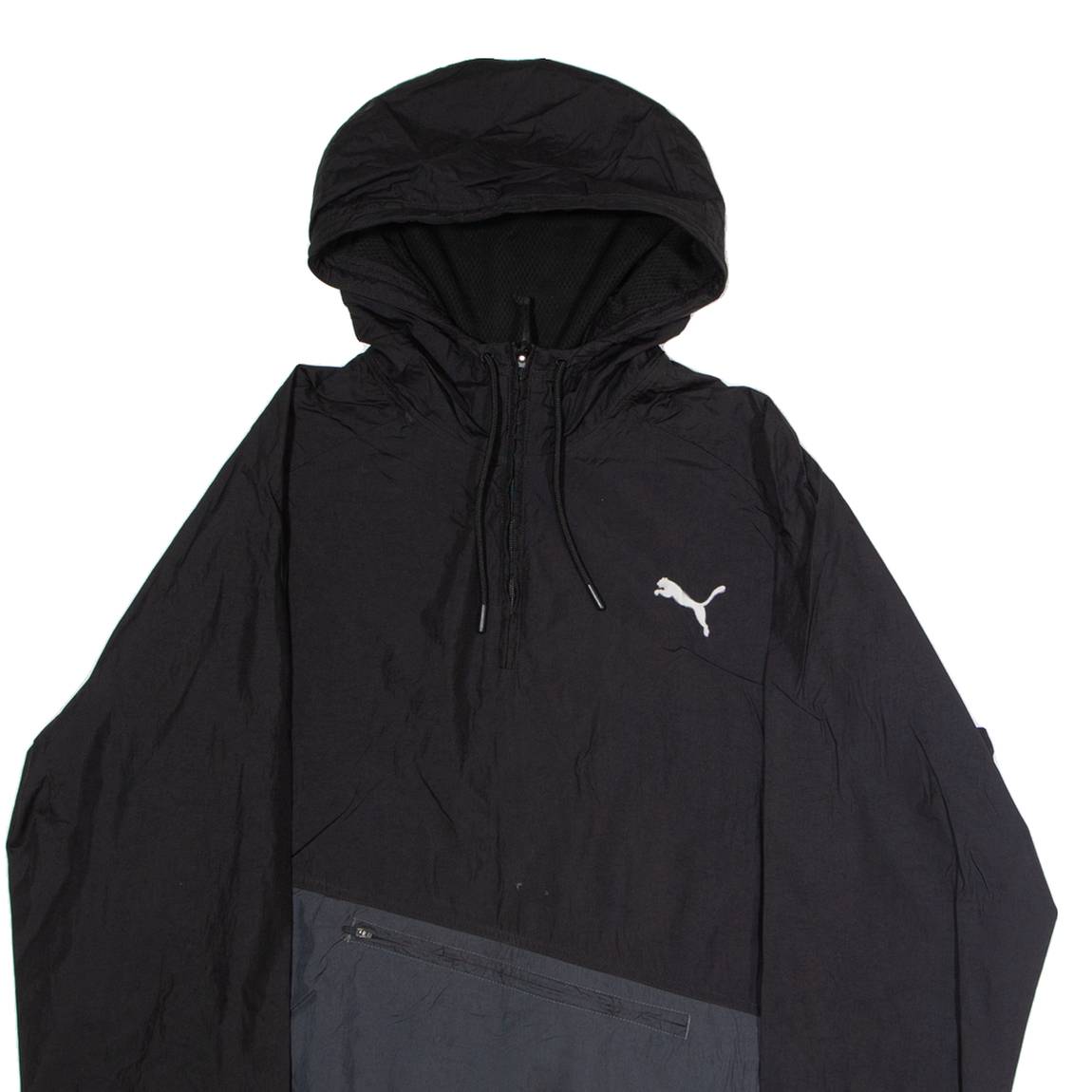 PUMA Mens Pullover Jacket Black Hooded Colourblock XL