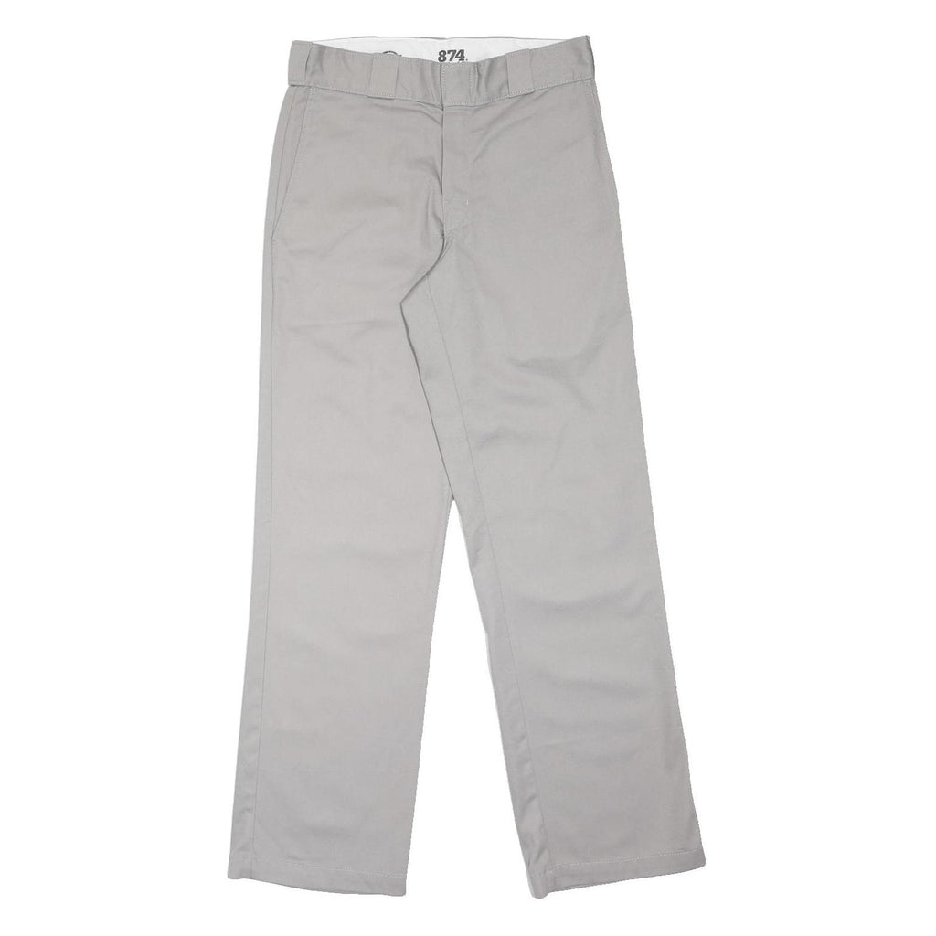 DICKIES Mens Polyester Blend Grey Regular Straight Trousers W28 L30 Workwear Zip