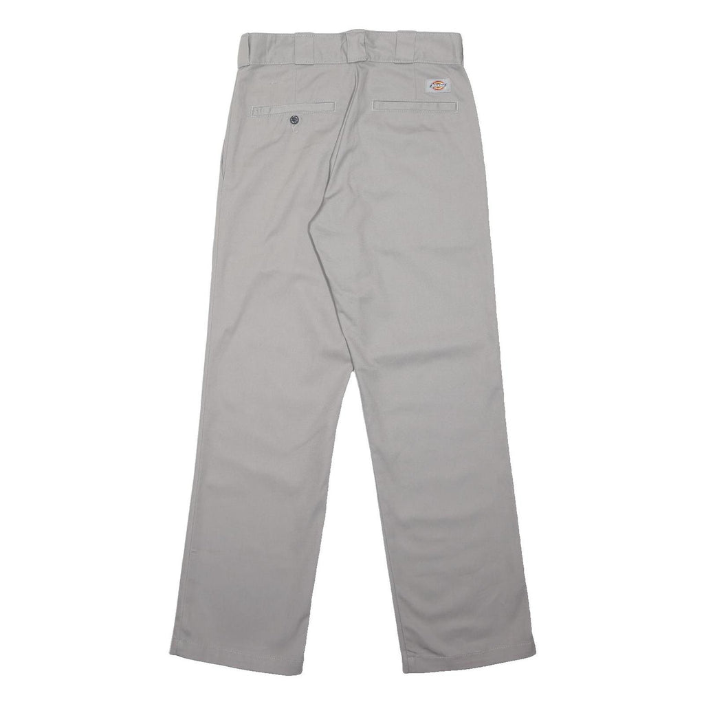 DICKIES Mens Polyester Blend Grey Regular Straight Trousers W28 L30 Workwear Zip