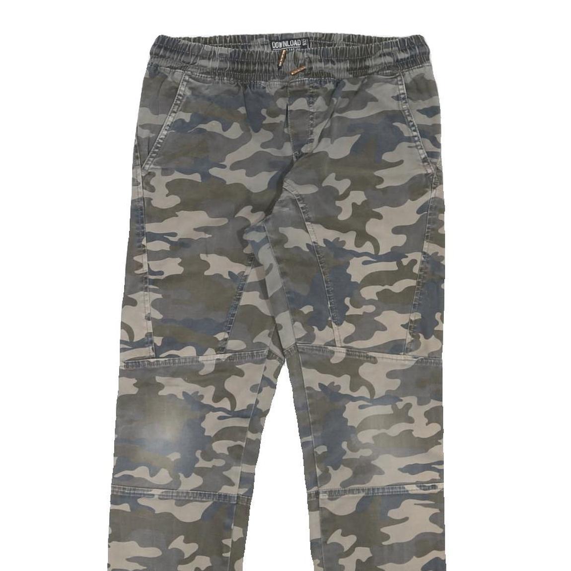 DOWNLOAD Mens Cotton Blend Camouflage Regular Tapered Trousers W28 L28
