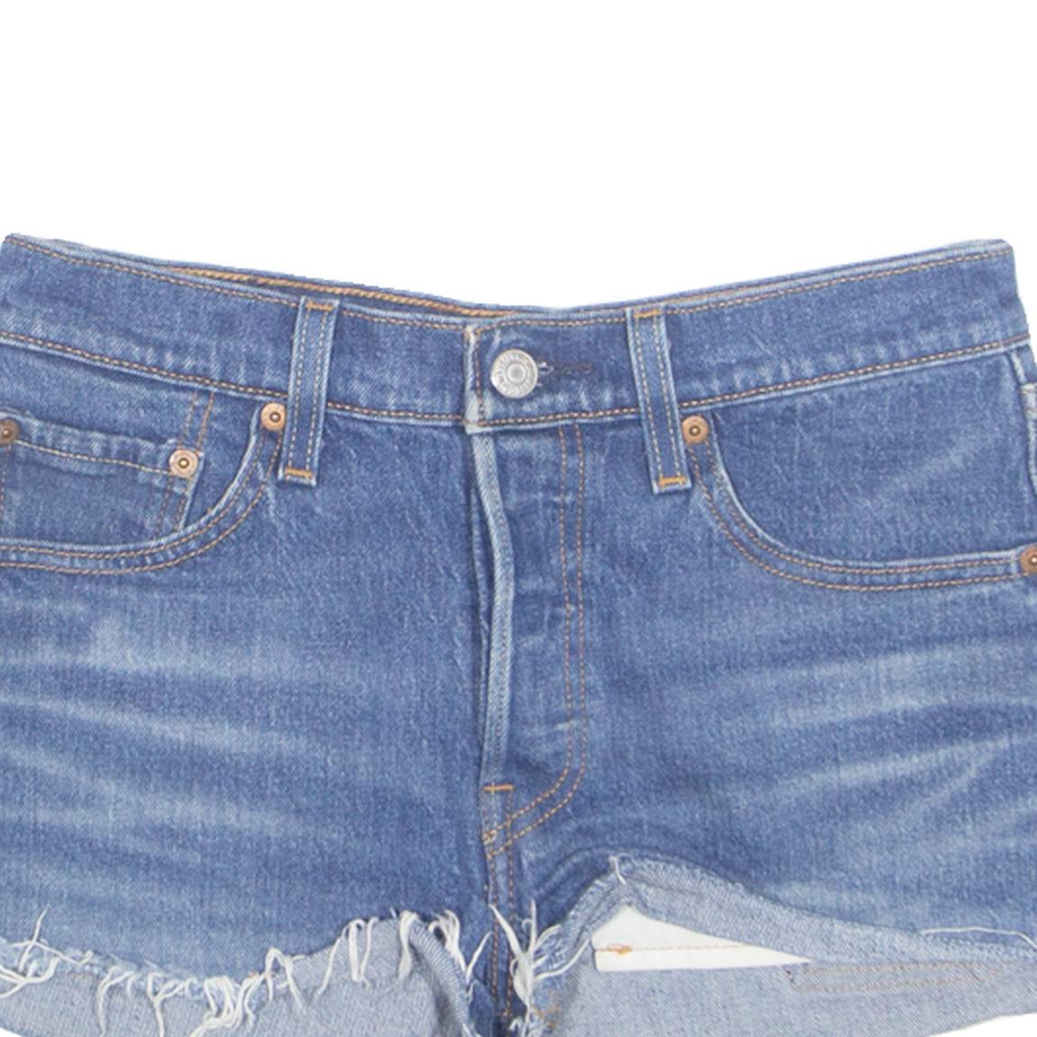 LEVI'S Cut Off 501 Womens Denim Shorts Blue S W27