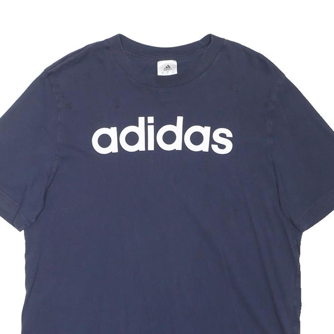 ADIDAS Mens Navy Blue Logo Graphic T-Shirt M Short Sleeve Crew Neck Cotton Blend