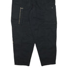 FUTURE COLLECTIVE Womens Cotton Blend Black Relaxed Tapered Trousers W32 L27