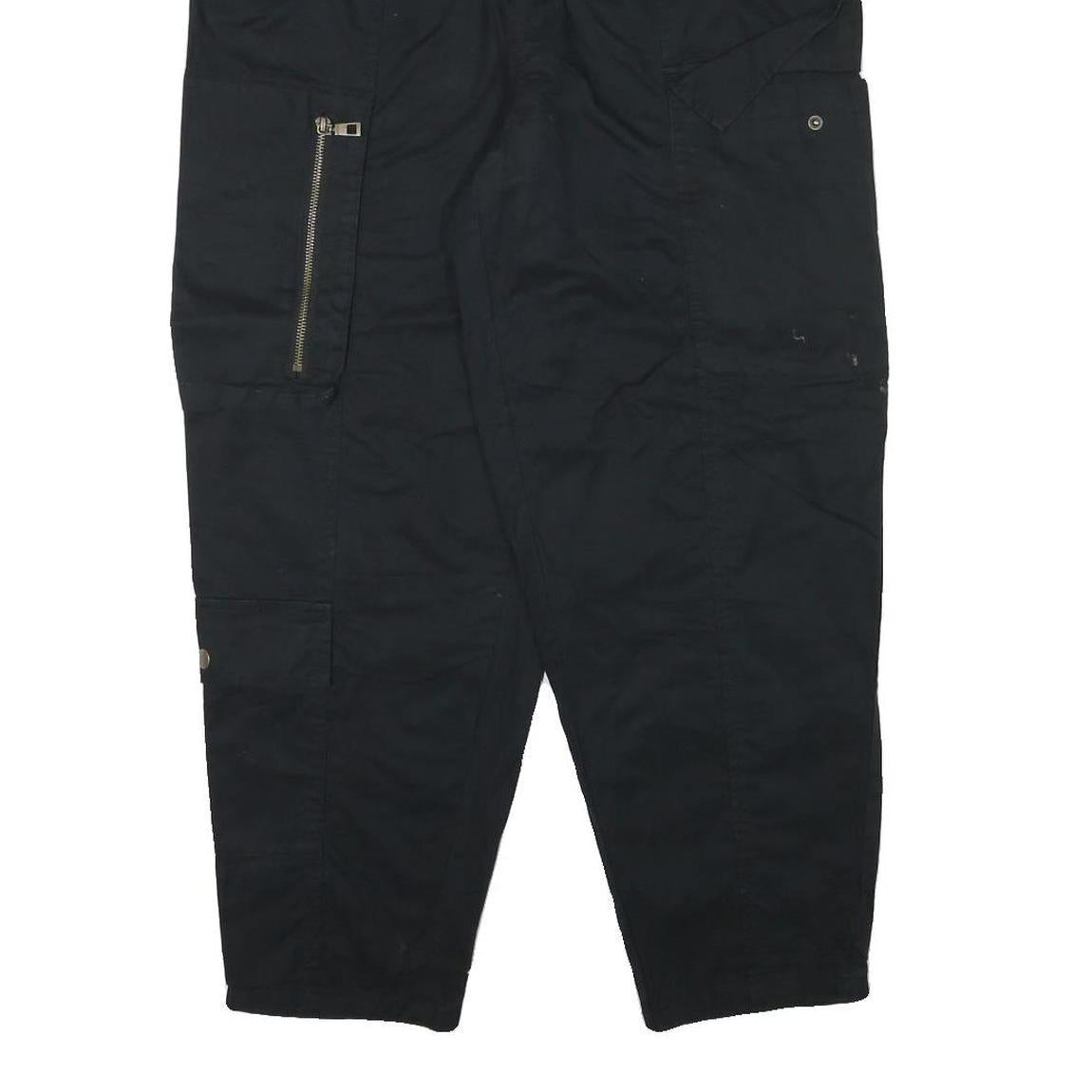 FUTURE COLLECTIVE Womens Cotton Blend Black Relaxed Tapered Trousers W32 L27