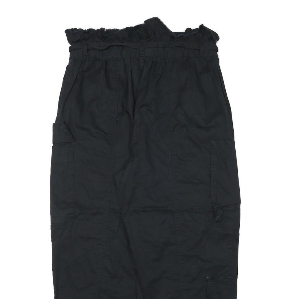 FUTURE COLLECTIVE Womens Cotton Blend Black Relaxed Tapered Trousers W32 L27