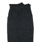 FUTURE COLLECTIVE Womens Cotton Blend Black Relaxed Tapered Trousers W32 L27