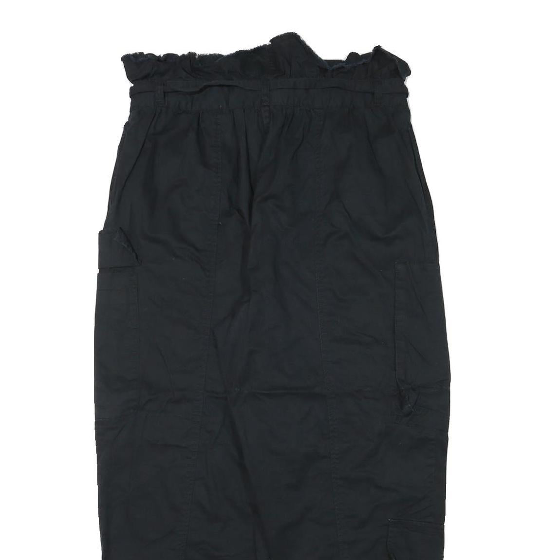 FUTURE COLLECTIVE Womens Cotton Blend Black Relaxed Tapered Trousers W32 L27