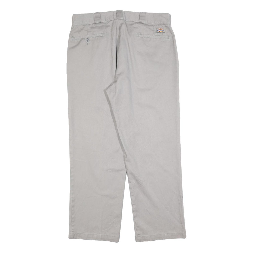 DICKIES Mens Cotton Blend Beige Relaxed Straight Trousers W36 L30 Casual