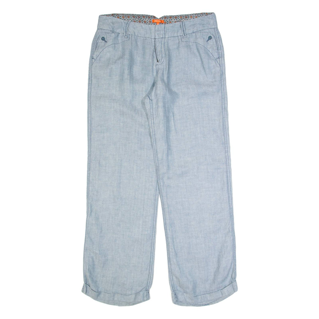 WHITE STUFF Womens Trousers Blue Regular Straight Linen W34 L30