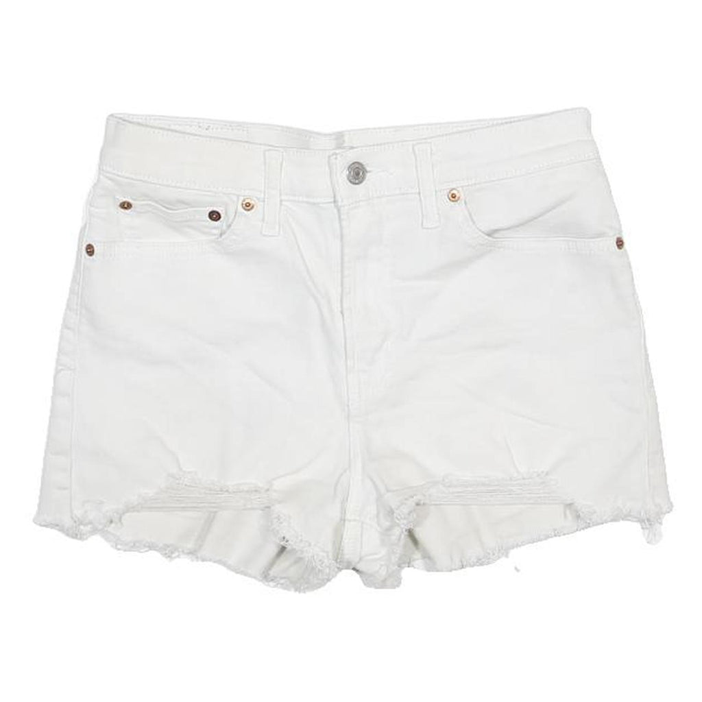 LEVI'S Womens White Denim Cut-Off Shorts M W29 Distressed Casual