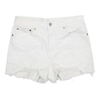 LEVI'S Womens White Denim Cut-Off Shorts M W29 Distressed Casual