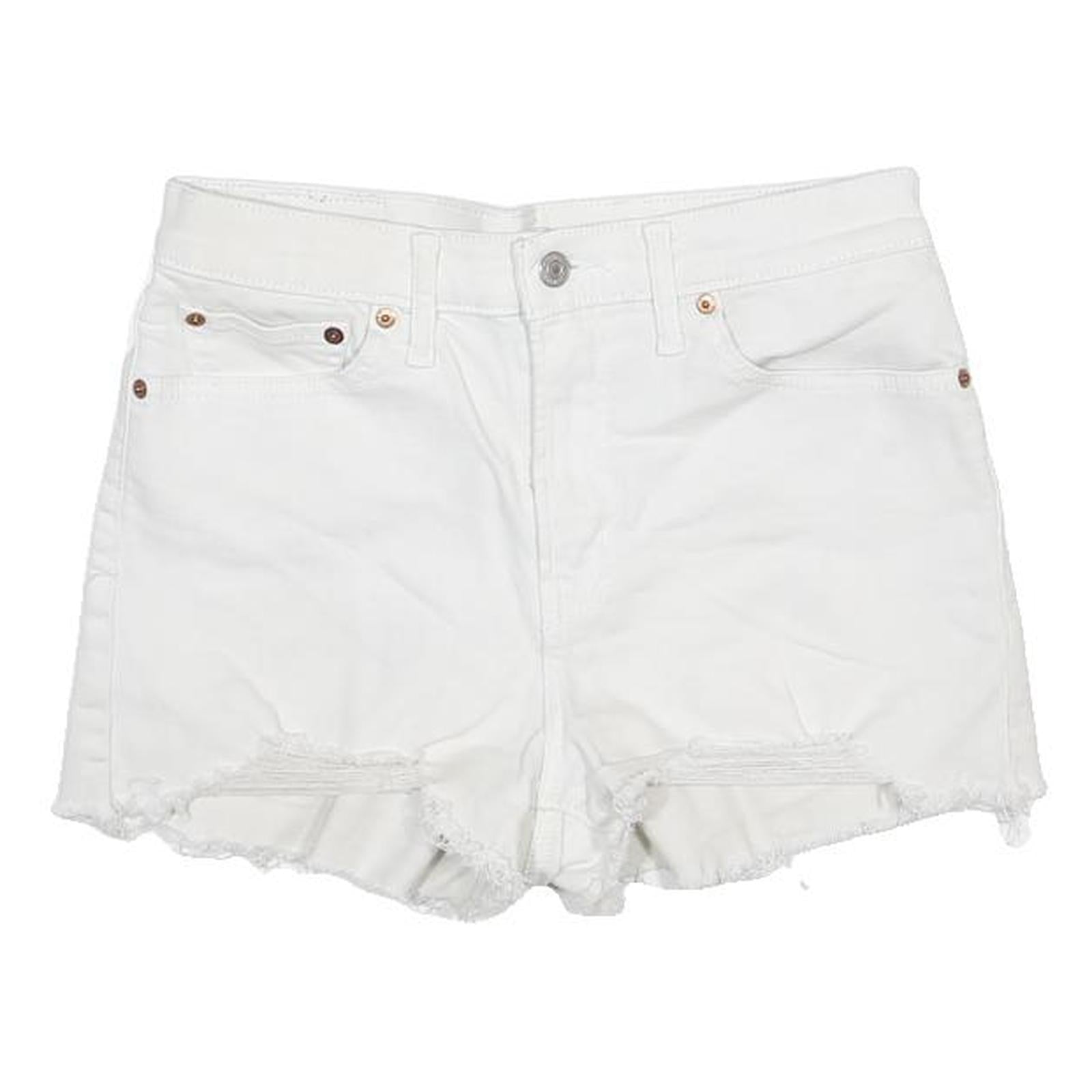 LEVI'S Womens White Denim Cut-Off Shorts M W29 Distressed Casual