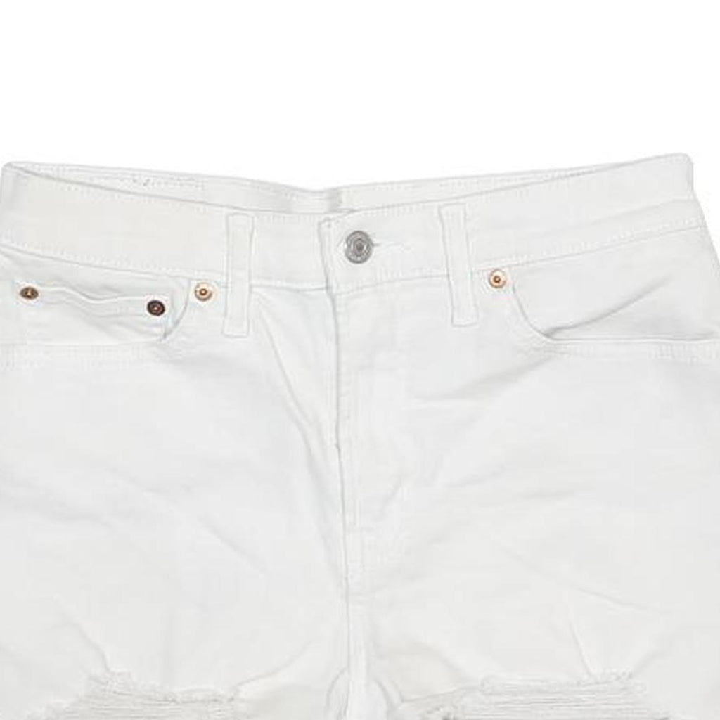 LEVI'S Womens White Denim Cut-Off Shorts M W29 Distressed Casual