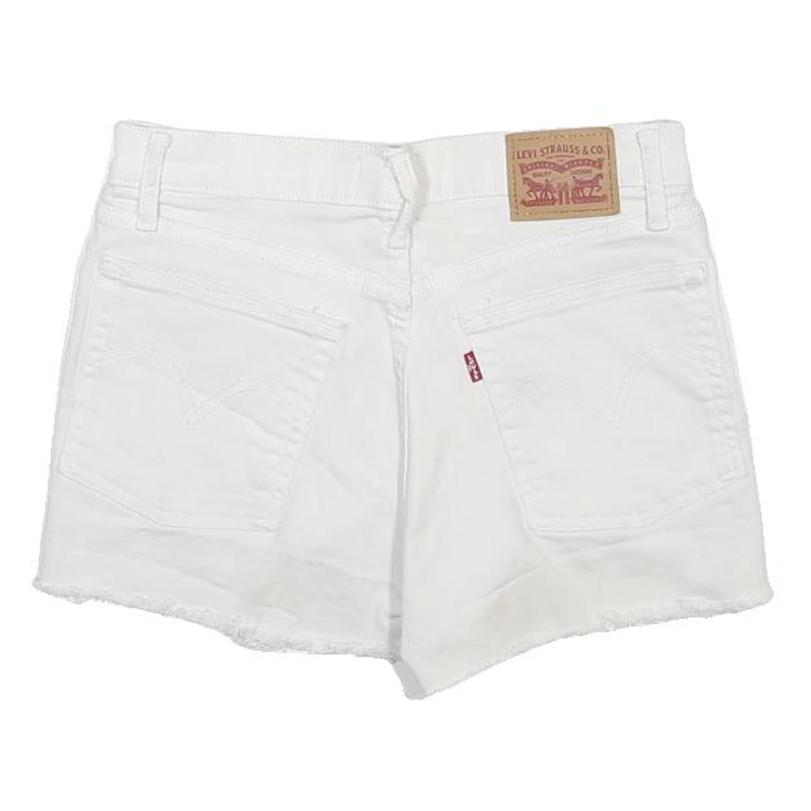 LEVI'S Womens White Denim Cut-Off Shorts M W29 Distressed Casual