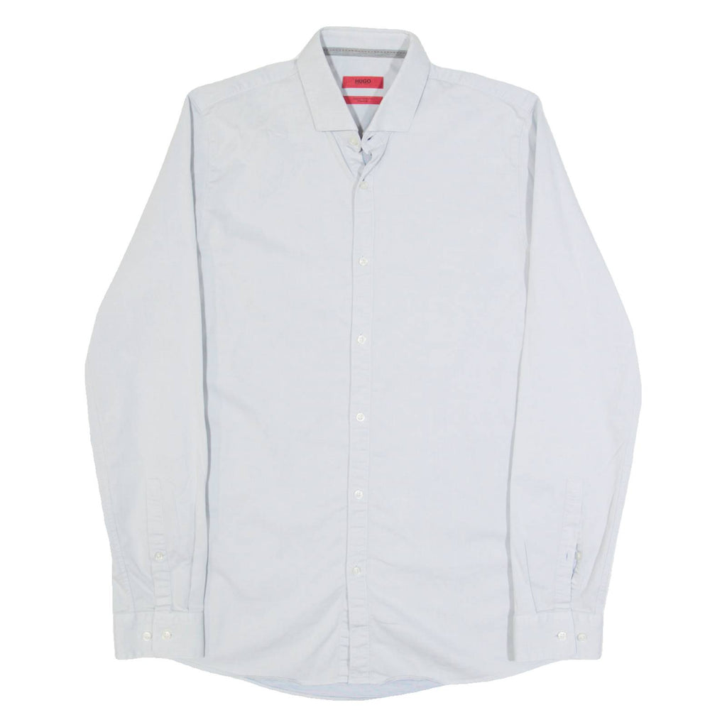 HUGO BOSS Super Slim Fit Mens Plain Shirt Grey Long Sleeve M