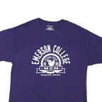 CHAMPION Mens Blue Emerson College Graphic T-Shirt L Short Sleeve Crew Neck