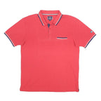 FILA Mens Red & Navy Polo Shirt Short Sleeve Cotton Blend XL Classic Logo