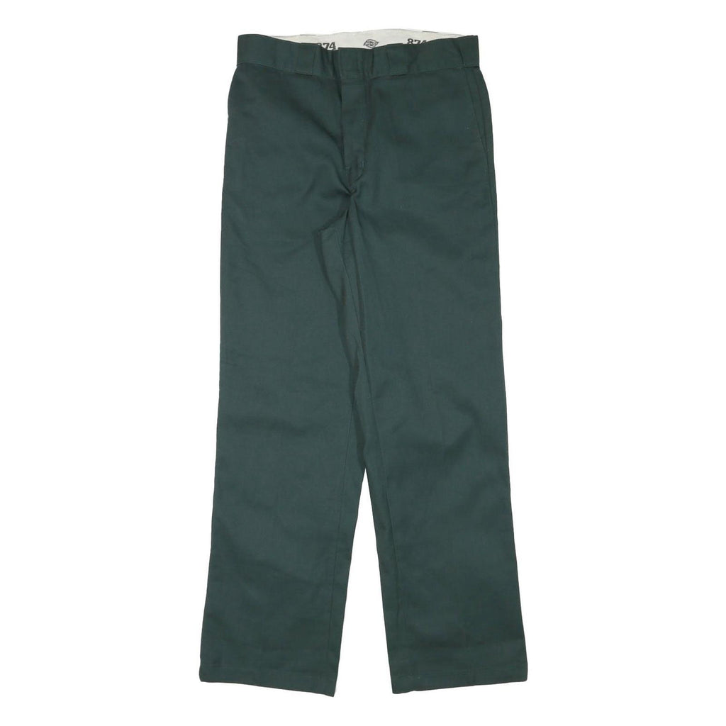 DICKIES Mens Regular Fit Green Cotton Blend Trousers W31 L31 Workwear Straight