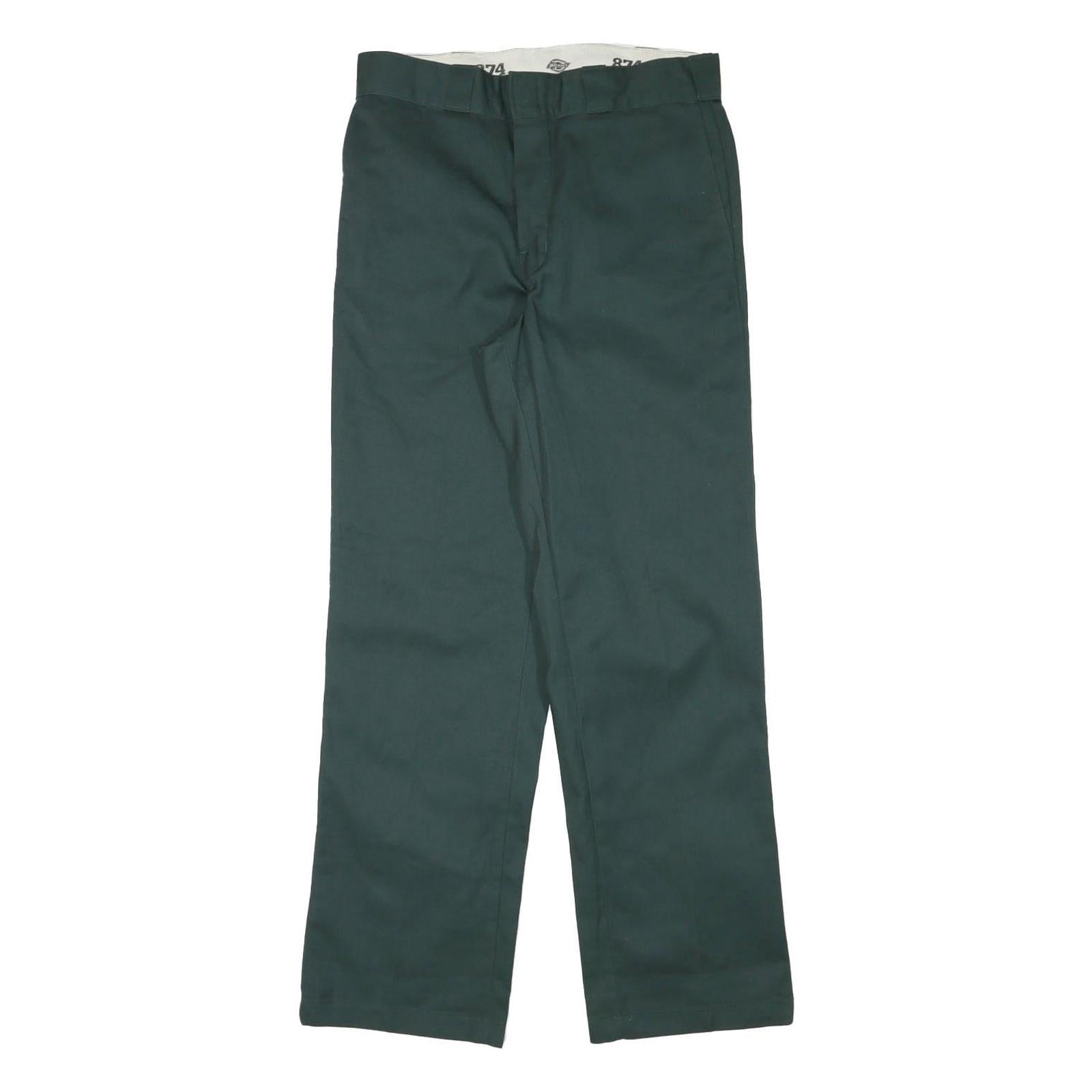 DICKIES Mens Regular Fit Green Cotton Blend Trousers W31 L31 Workwear Straight