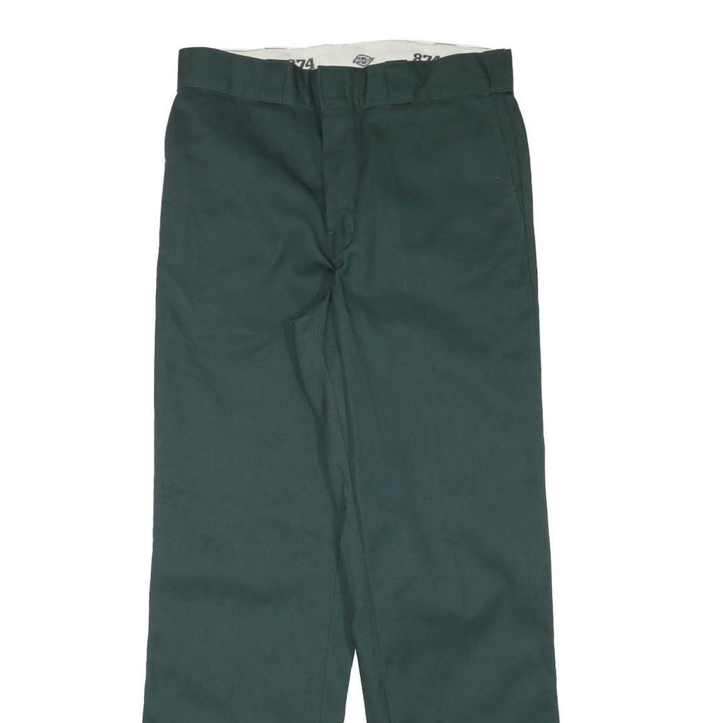 DICKIES Mens Regular Fit Green Cotton Blend Trousers W31 L31 Workwear Straight
