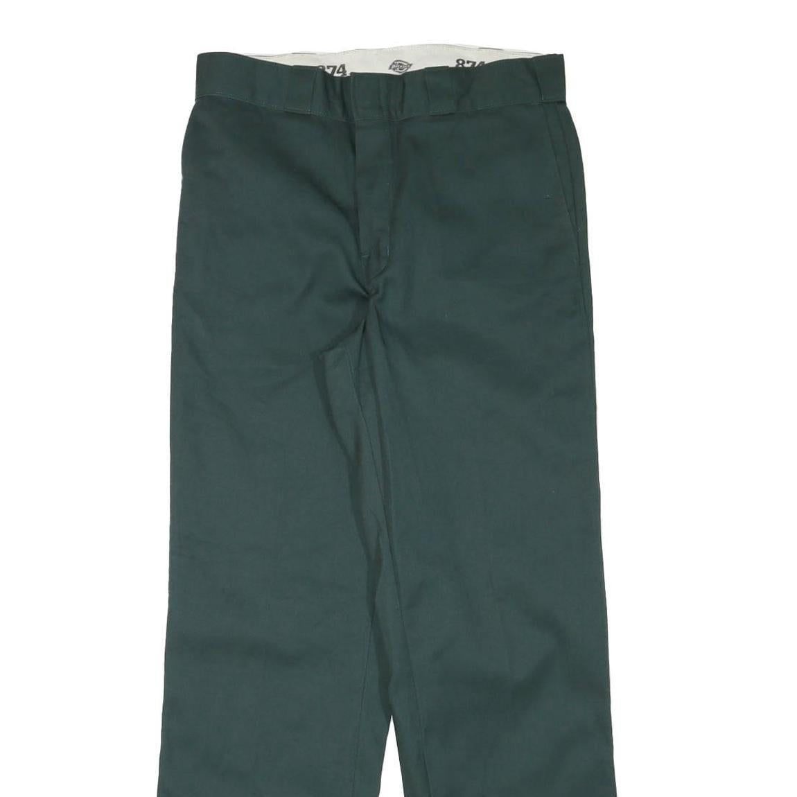 DICKIES Mens Regular Fit Green Cotton Blend Trousers W31 L31 Workwear Straight