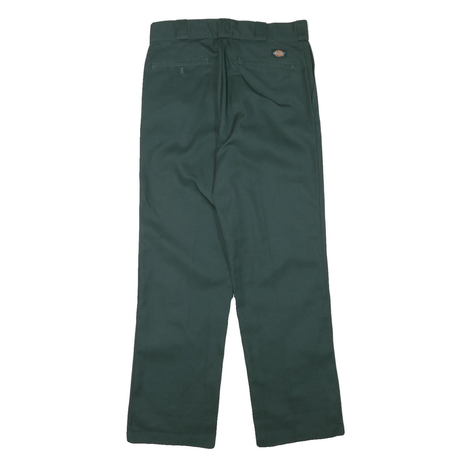 DICKIES Mens Regular Fit Green Cotton Blend Trousers W31 L31 Workwear Straight