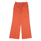 LUCIA Womens Wool Blend Relaxed Orange Trousers W27 L30 Button Zip Wide Leg