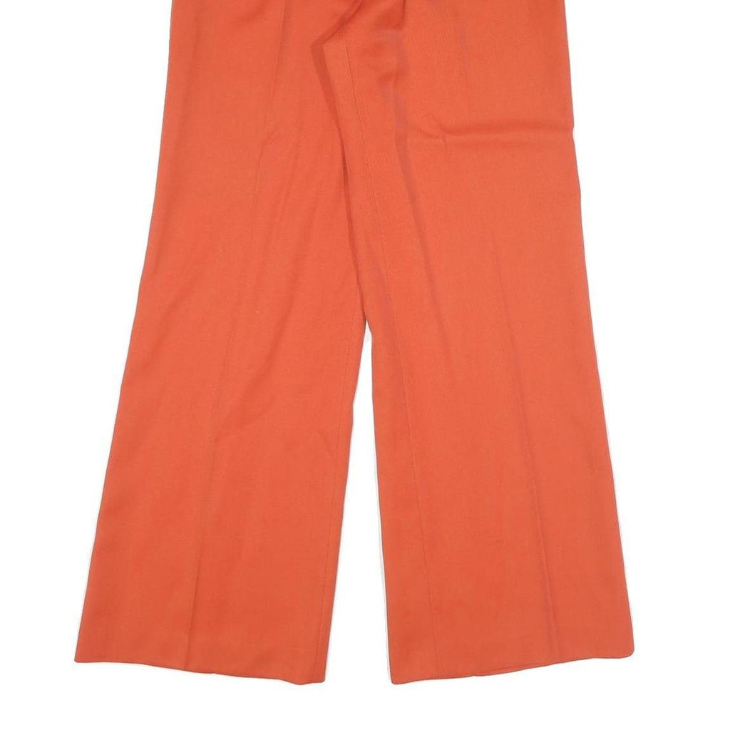LUCIA Womens Wool Blend Relaxed Orange Trousers W27 L30 Button Zip Wide Leg