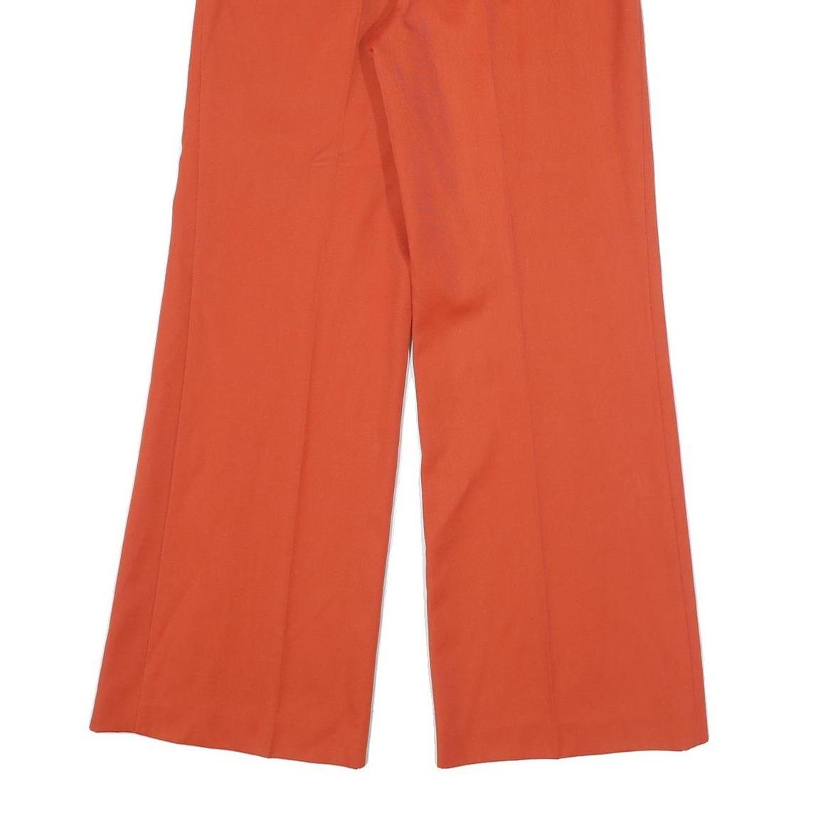 LUCIA Womens Wool Blend Relaxed Orange Trousers W27 L30 Button Zip Wide Leg