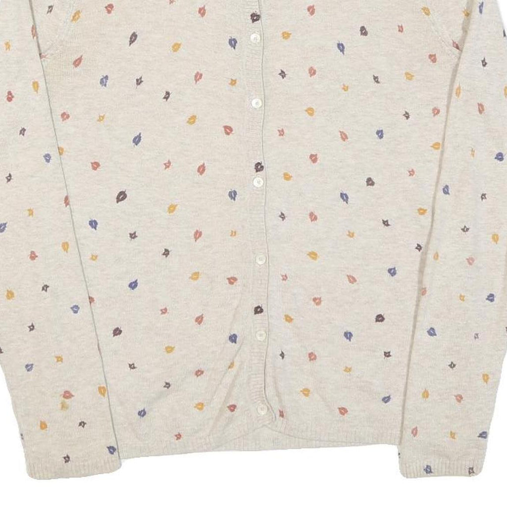 TOMMY HILFIGER Womens Cream Cotton Patterned Button Up Jumper S Lightweight Soft