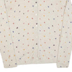 TOMMY HILFIGER Womens Cream Cotton Patterned Button Up Jumper S Lightweight Soft