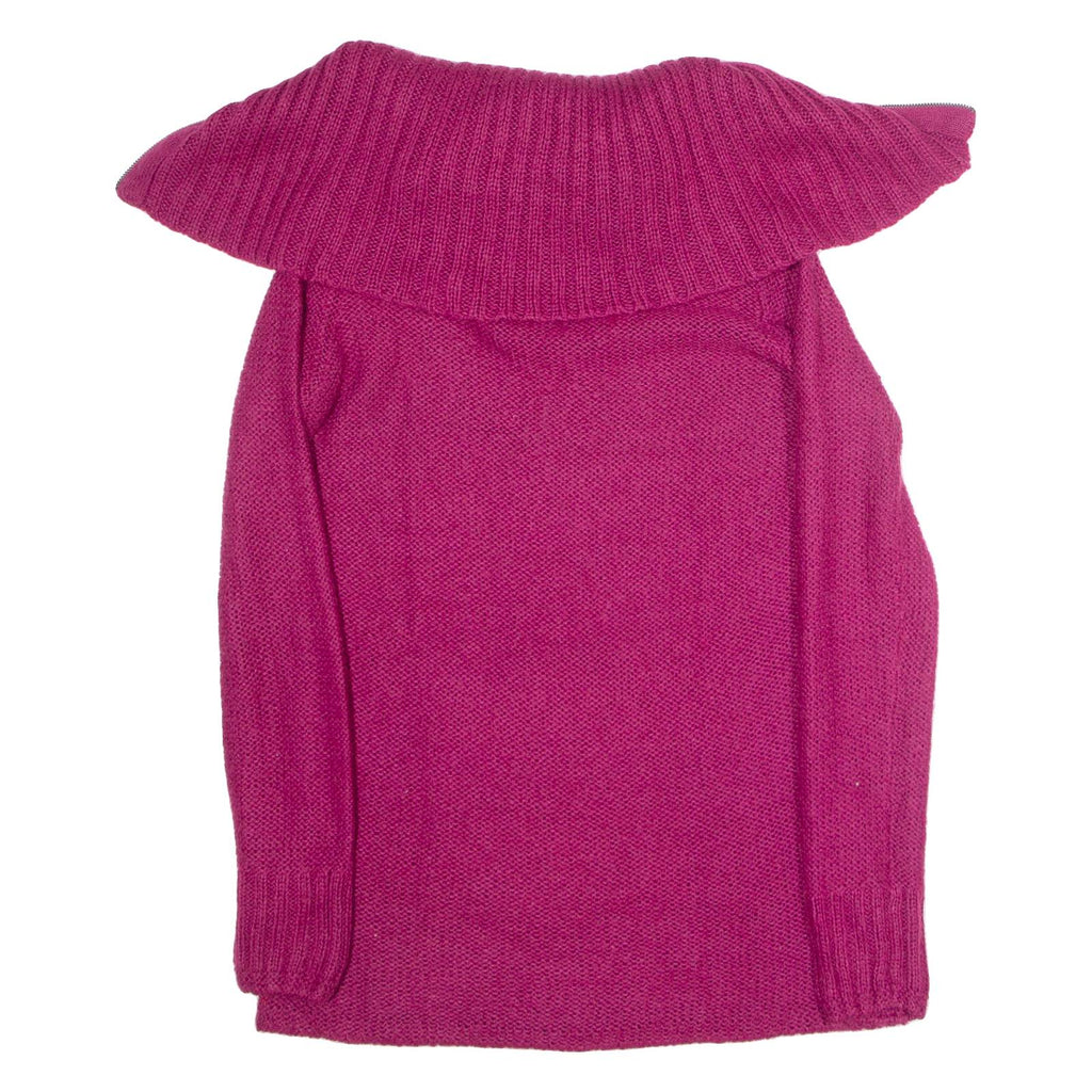 O'NEILL Womens Jumper Pink Roll Neck Chunky Knit M