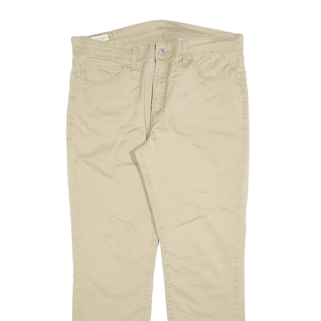 LEVI'S Mens Cotton Blend Beige Slim Straight Trousers W36 L30 Classic Zip
