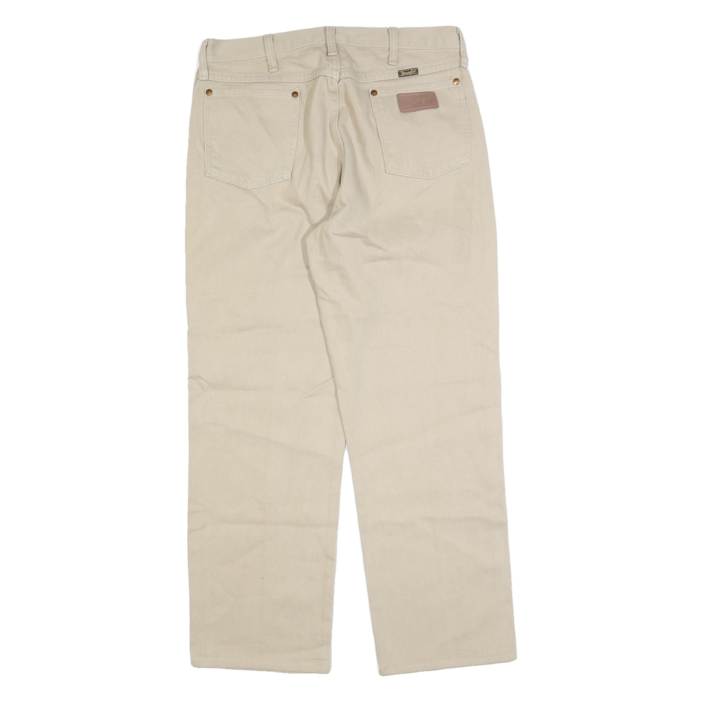 WRANGLER Mens Beige Regular Straight Denim W34 L28 Casual Zip Cotton Jeans