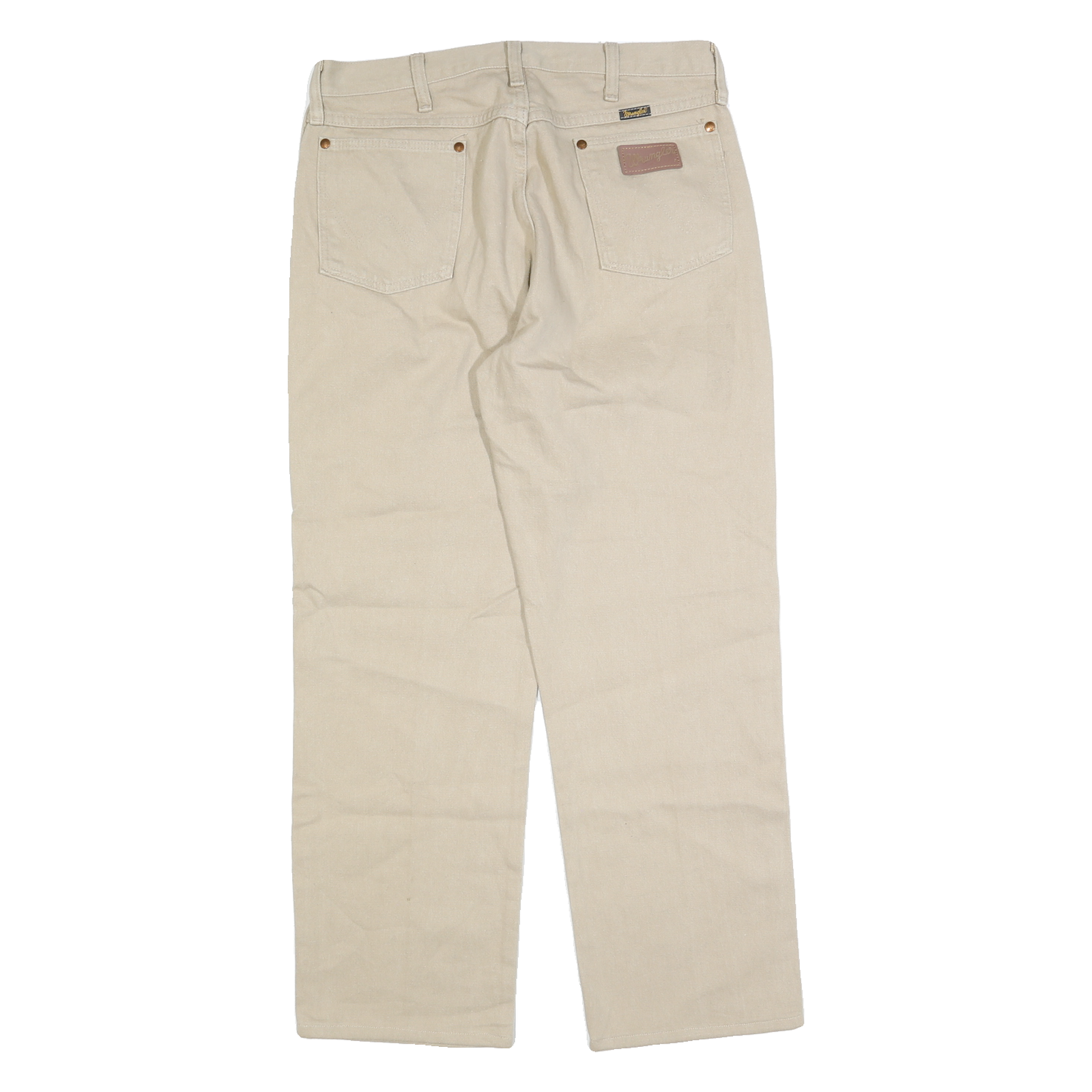 WRANGLER Mens Beige Regular Straight Denim W34 L28 Casual Zip Cotton Jeans