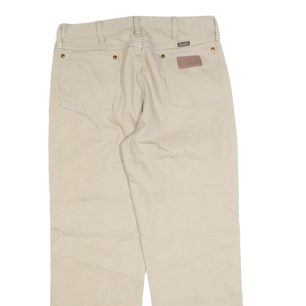 WRANGLER Mens Beige Regular Straight Denim W34 L28 Casual Zip Cotton Jeans