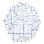 PAGE ONE Womens Blue & White Check Shirt S Casual Cotton Blend Long Sleeve