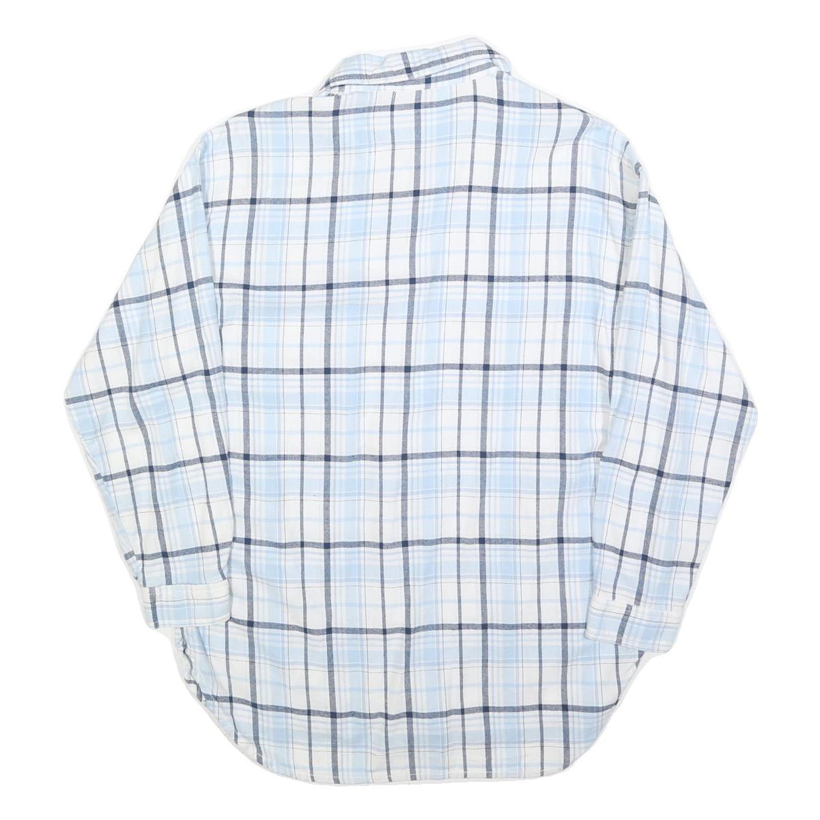 PAGE ONE Womens Blue & White Check Shirt S Casual Cotton Blend Long Sleeve