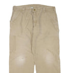 CARHARTT Mens Cotton Blend Beige Regular Zip Trousers W38 L30 Workwear Utility