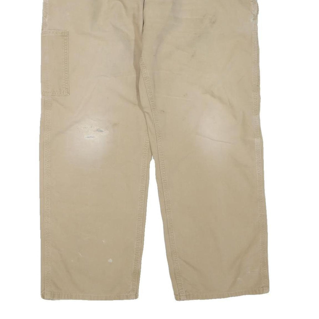 CARHARTT Mens Cotton Blend Beige Regular Zip Trousers W38 L30 Workwear Utility