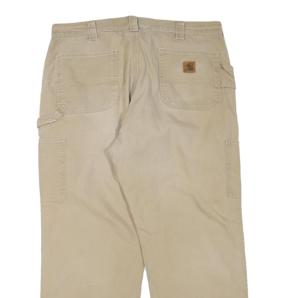 CARHARTT Mens Cotton Blend Beige Regular Zip Trousers W38 L30 Workwear Utility