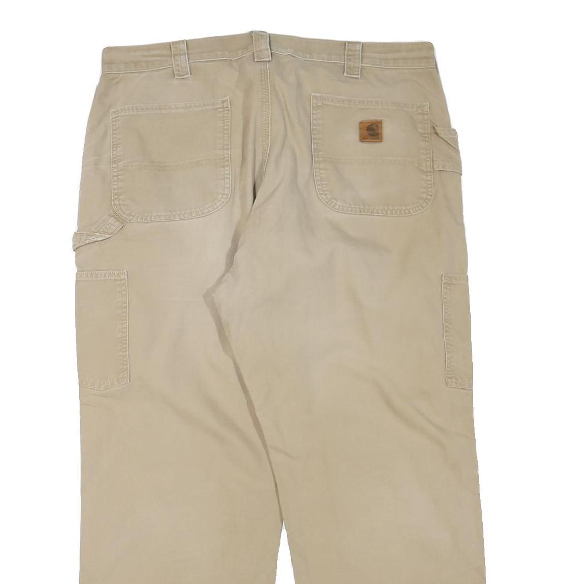 CARHARTT Mens Cotton Blend Beige Regular Zip Trousers W38 L30 Workwear Utility