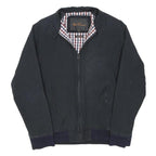 BEN SHERMAN Mens Navy Blue Cotton Blend Harrington Jacket S Plain Zip Casual