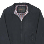 BEN SHERMAN Mens Navy Blue Cotton Blend Harrington Jacket S Plain Zip Casual