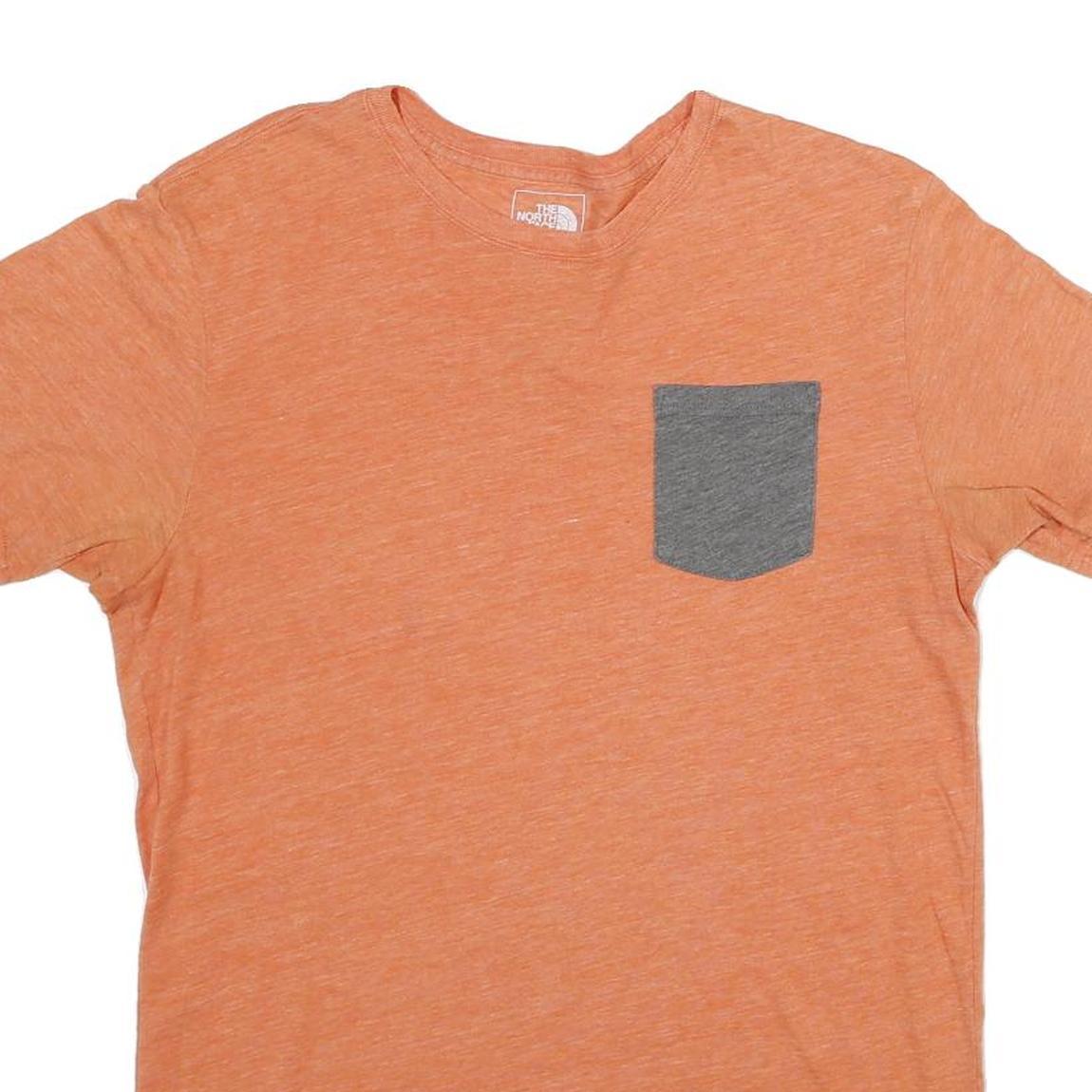 THE NORTH FACE Mens Orange & Grey Casual T-Shirt M Short Sleeve Crew Neck Pocket