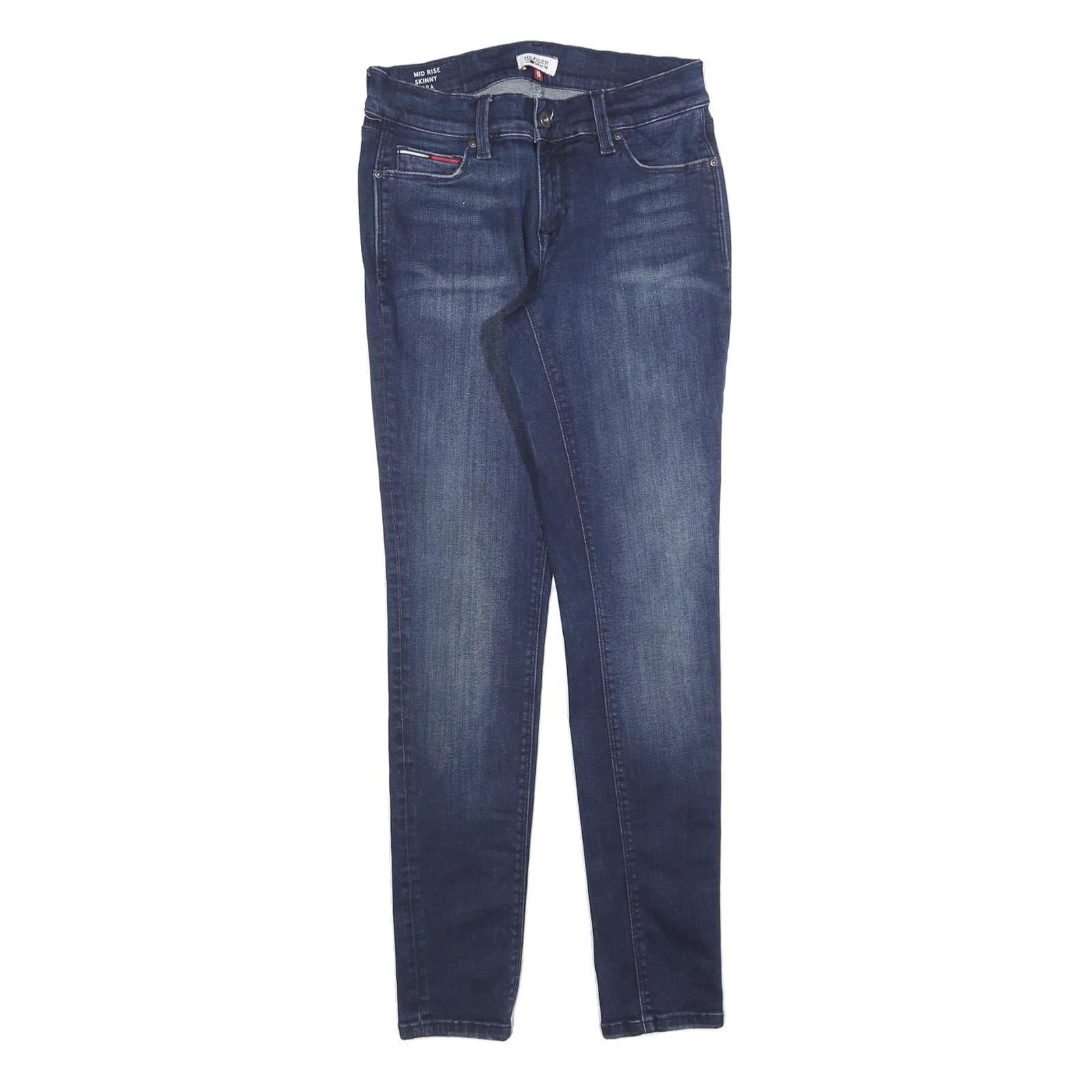 TOMMY HILFIGER Womens Jeans Blue Slim Skinny Denim Medium W28 L30 Stylish Zip